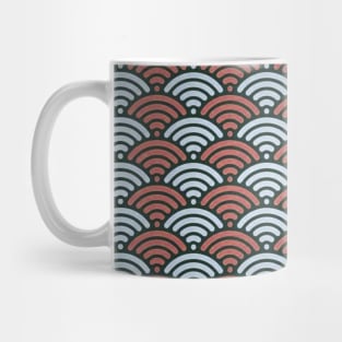 Japanese red seigaiha wave pattern Mug